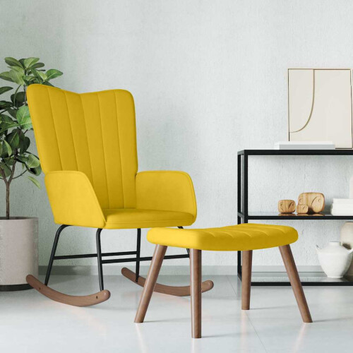 VidaXL vidaXL Schaukelstuhl mit Hocker Senfgelb Samt