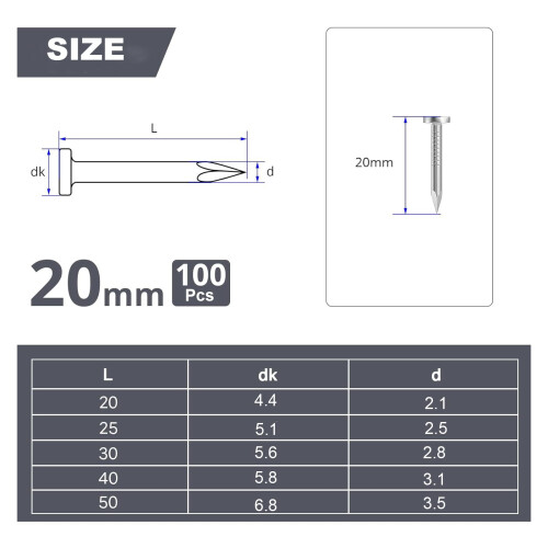 100Pcs 20mm Nails for Wood 1