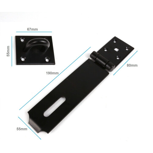 TERF Heavy Duty Hasp and Staple Set Black 190mm Security Door Padlock