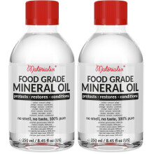 Materialix Food Grade Mineral Oil 250ml - for Wood, Bamboo, Stainless - Wooden Chopping Board Oil, Butcher Block Oil - Cutting Board Oil and Conditio