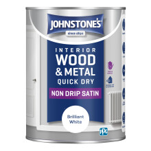 Johnstone's - Wood & Metal Paint - Satin Finish - Brilliant White - 1.25L - Water Based - Non Drip & Quick Drying - Radiator Paint - Low Odour - Dry