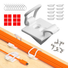 CableGenie [Made in the UK] 10-Pack Adjustable Elastic Self-Adhesive Cable Tidy Clips, Cable Management Organiser for Office, Home, Under Desk, Behin