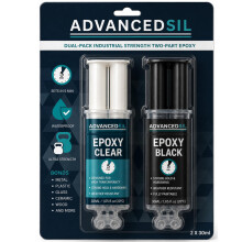 Epoxy Glue | Two Pack Clear and Black Epoxy Resin Glue | Fast Setting & Heavy Duty Repairs for Metal Plastic Wood Ceramic Glass Stone and More | 25ml