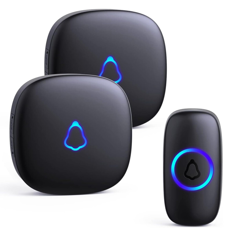 Secrui Wireless Doorbell, 2 Plug In Door Bells 1 Push Button Electric Cordless Chime Ip55 Waterproof Battery Operated, 1000Ft Long Range With 58 Melo 5001407950511