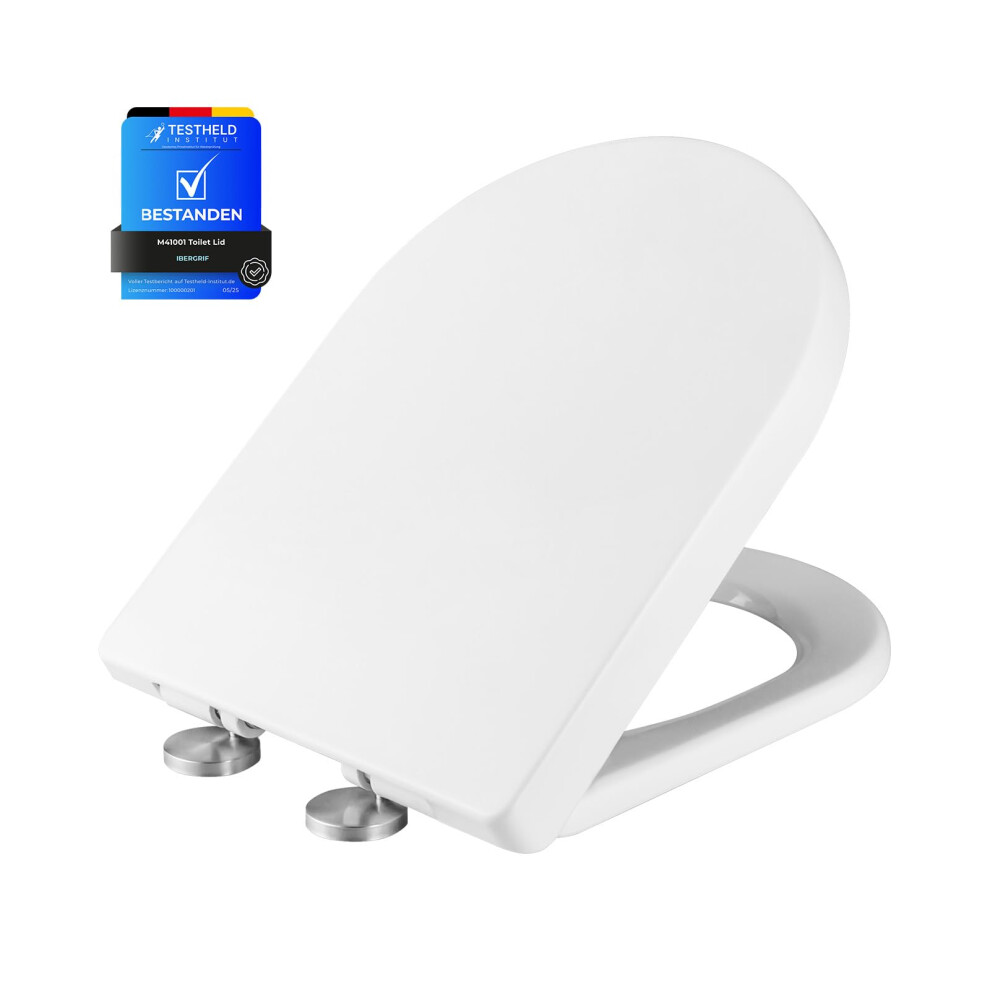 Photos - Toilet Seat Ibergrif D Shaped  Soft Close White, Quick Release  with Top Fixing Hinges, Heavy Duty Blind Hole Fitt 