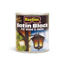 RUSTINS Quick Drying Satin Black Paint 500ml - Effortless Application for a Smooth, Professional Finish – Perfect for DIYers Seeking Fast Results an