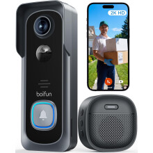 BOIFUN 2K Video Doorbell Camera Wireless, No Monthly Fee, Motion Detection, Two-way Talk, Clear Night Vision, Rechargeable Battery, Works with Alexa,
