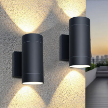 EBION Outdoor Wall Lights,Up and Down Lights Outdoor IP65 Waterproof, Aluminium Black Exterior Outside Wall Lights Mains Powered,Garden Wall