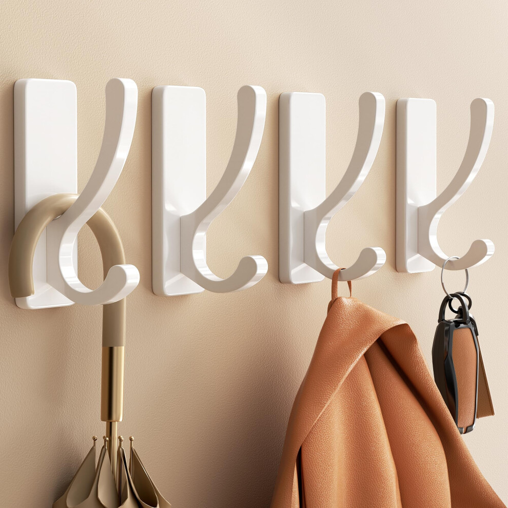 Adhesive Wall Hooks For Towels Coats - Stick On Hooks Hanging Heavy Duty (13Lb), Metal Hook For Door, Bathroom, Dorm, Closet - Hanger For Purse, Bag, 5003441729313