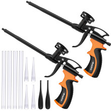 Preciva Foam Gun, 2pcs Orange Expanding Foaming Guns, Professional Heavy Duty PU Filler Insulation Spray Applicator Polyurethane for Filling, Sealing