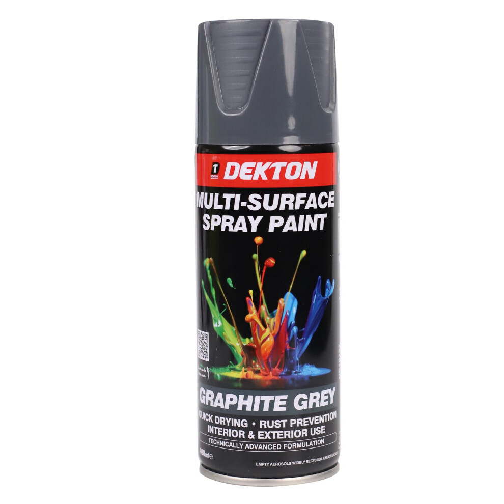 Dekton Quick-Dry Aerosol Spray Paint, Interior And Exterior Usage Â Graphite Grey For Metal, Wood, And Plastic |Rust Prevention|Ideal For Fixtures F 5004028650853