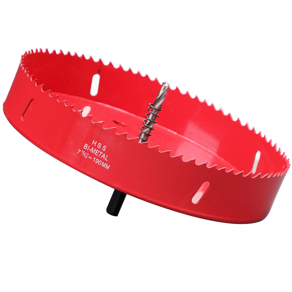 Hole Saw 190 Mm, Bi-Metal Cutting Depth Hss M 42 Hole Cutter For Cutting Plastic, Drywall, Plasterboard And Soft Metal Sheet 5009048472744