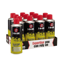 3-IN-ONE Silicone Lubricant 400ml, Quick Drying Silicone Spray for Windows, Doors, Rails, Bearings and Rubber Parts, No-Mess Waterproof Spray Formula