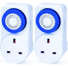 Status: IONOS 24 Hour Mini Timer Switch | 24 Hour Segment Timer Light Switch | White UK Plug | ION24HMINIT10 | Mechanical Option C (Pack of 2)