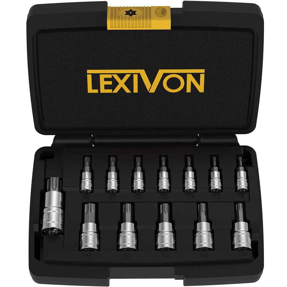 Lexivon Torx Bit Socket Set, Premium S2 Alloy Steel | 13-Piece Star T8 - T60 Set | Enhanced Storage Case (Lx-143) 5000475908677