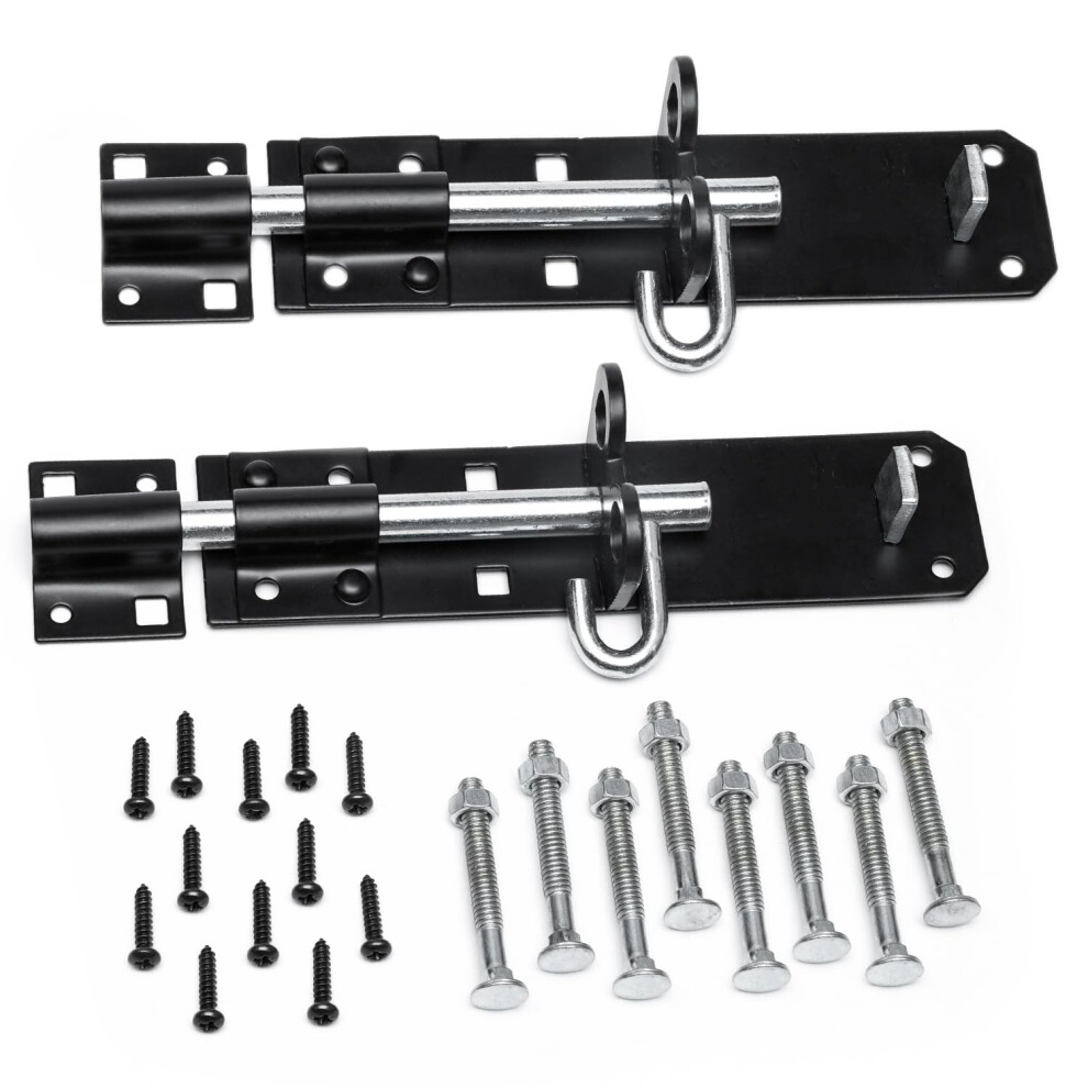 Zavia Brenton Gate Bolts Door Lock - 2 Pack 150Mm (6Â) Sliding Padbolt With Black Powder Coated Finish - Bolts For Wooden Gates, Garden Shed, Wooden 5000963941568