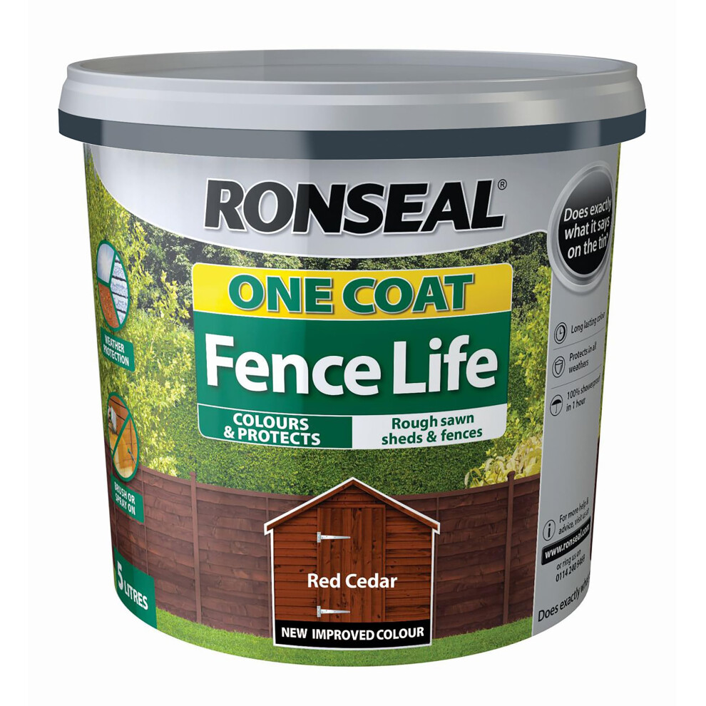 Ronseal Rslocflce5l One Coat Fence Life, Red Cedar, 5 Litre