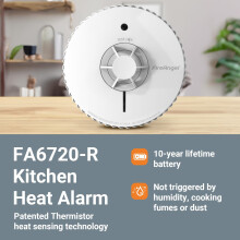 FireAngel FA6720-R Heat Alarm for Kitchen with 10 Year Battery, Heat Detector for Kitchen, Fire Alarm for Home, FireAngel HT-630 Replacement, 1-Pack
