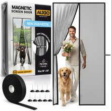 AUGO Magnetic Fly Screen Door - Self Sealing, Heavy Duty, Hands Free Mesh Net Partition Keeps Bugs Out - Pet and Kid Friendly - Patent Pending Keep O