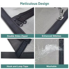 Earrck Cat Screen Door, Reinforced Mesh Screen Door for Introducing New Cats, Keep Pets Indoor & Allow Fresh Air Flow, Scratch Proof, Double-Sided Zi