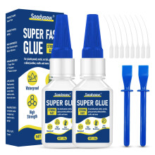 Soodyoow 2 * 30g Super Glue, Superglue All Purpose, Instant & Waterproof Superglue, trong Glue with Anti-clog Cap, Clear Superglue for Plastic, Glass