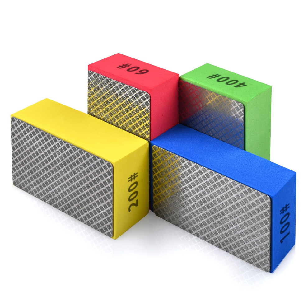 4Pcs Diamond Hand Polishing Pads For Ceramic Tile Glass Grinding,Sanding Blocks Polishing 60#,100#,200#,400# 5009469741061
