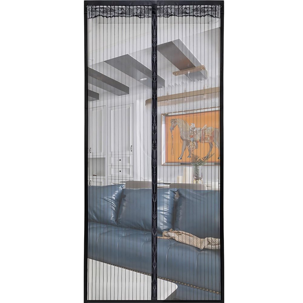 Armo Heavy Duty Door Magnetic Screen Fly Bug Mosquito Insects Screen Mesh Magnetic Automatic Close Door Fly Screen 210Cm X 90Cm (Black) 5004781800519