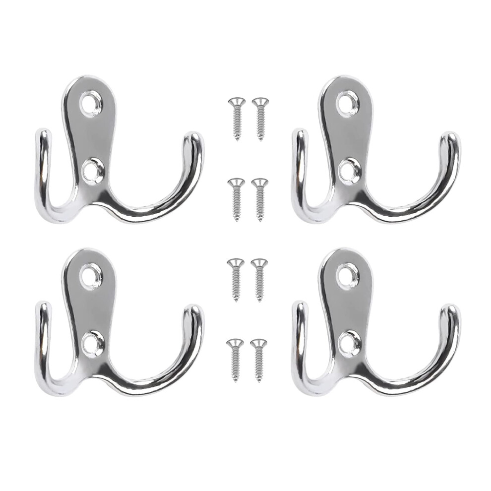 Yesmin 4 Pcs Double Prong Robe Hooks, Dual Coat Hooks Wall Mounted Hanging Clothes For Bathroom Bedroom Door Wall Retro Metal Cloth Hanger Double Coa 5005297451592