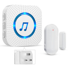 SANJIE Wireless Door Open Alarm Sensor Chime, 600FT Operating Range 55 Ringtones 5 Volume Level with LED Indicator,Door Alarm for Home Store Office S