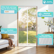 Auxmir Magnetic Fly Screen Door 80x200cm, 4cm Wider Full Frame Heavy Duty Magic Tape, No Drill Self-Sealing Hands Free Mesh, Powerful Magnets, Anti M