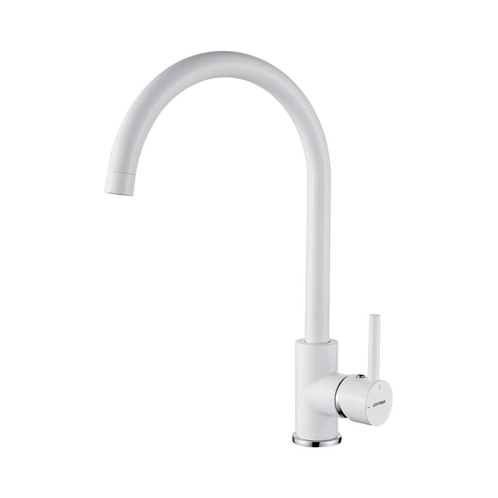 Grifema GriferãA De Cocina-G400w Black Single Lever Kitchen Sink Mixer Tap With 360 Degree Swivel Spout, 3/8 Inch Hose, Chrome 5009469841822