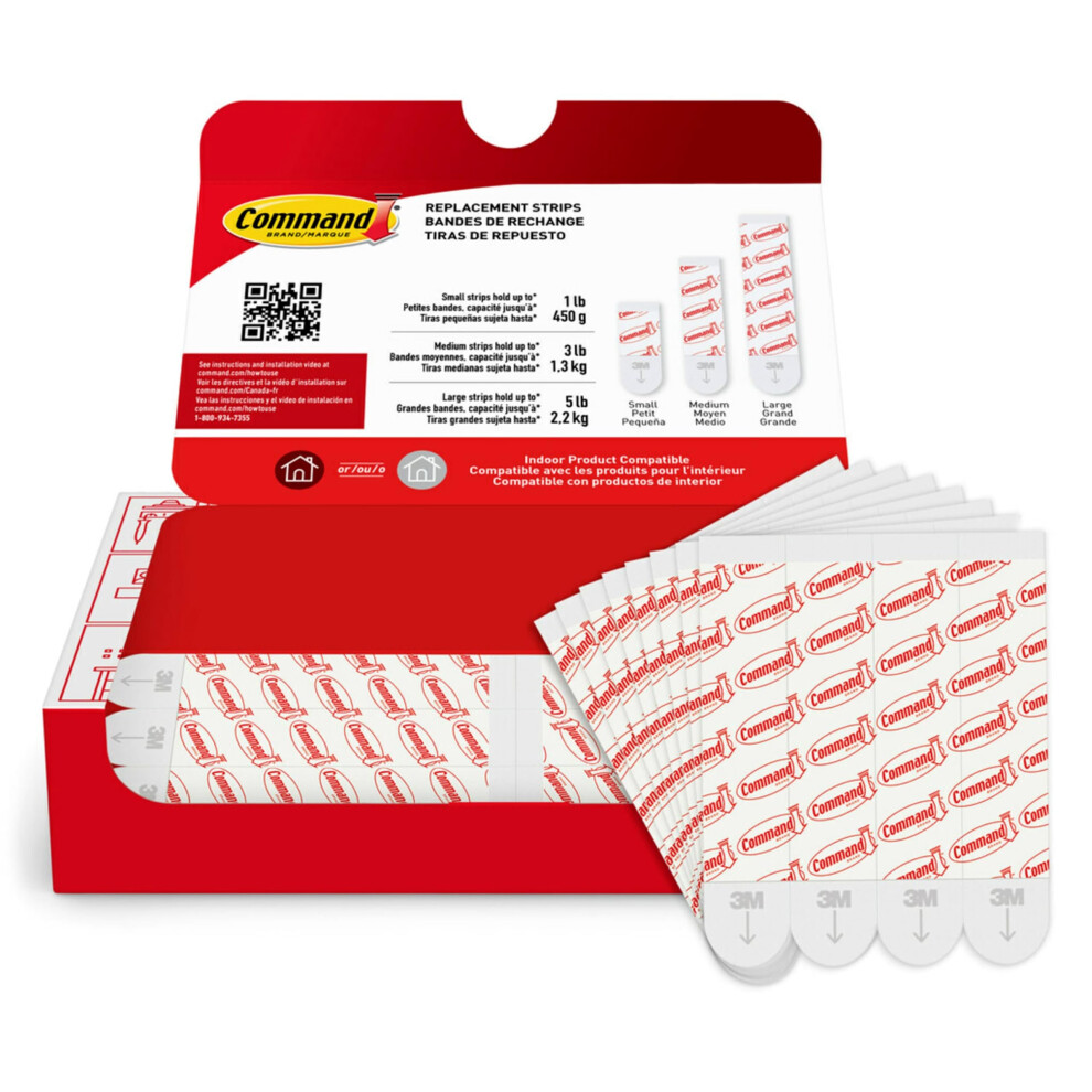 Command White Large Refill Adhesive Strips, 20 Count, Holds Up To 5 Pounds, Damage Free Hanging, No Tools Required 5000847129471