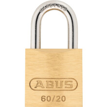 ABUS60/20 Brass Padlock - Weatherproof and Stainless Steel Shackle - Two Keys - for Garage, School, Locker, Warehouse - ABUS Security Level 5 - Brass