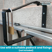 Keypak Lockable Ladder Rack Brackets (2 Pack) – Heavy Duty Wall & Ceiling Storage Hooks with Locking Bar for Ladders, Bikes & Tools – Garage & She