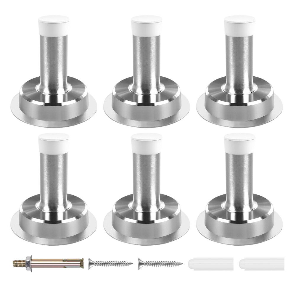 5Cm Chrome Door Stoppers For Skirtings Self Adhesive Door Stops Indoors Stainless Steel Heavy Duty Doorstop With White Rubber Sound Dampening Door Bu 5008979294074