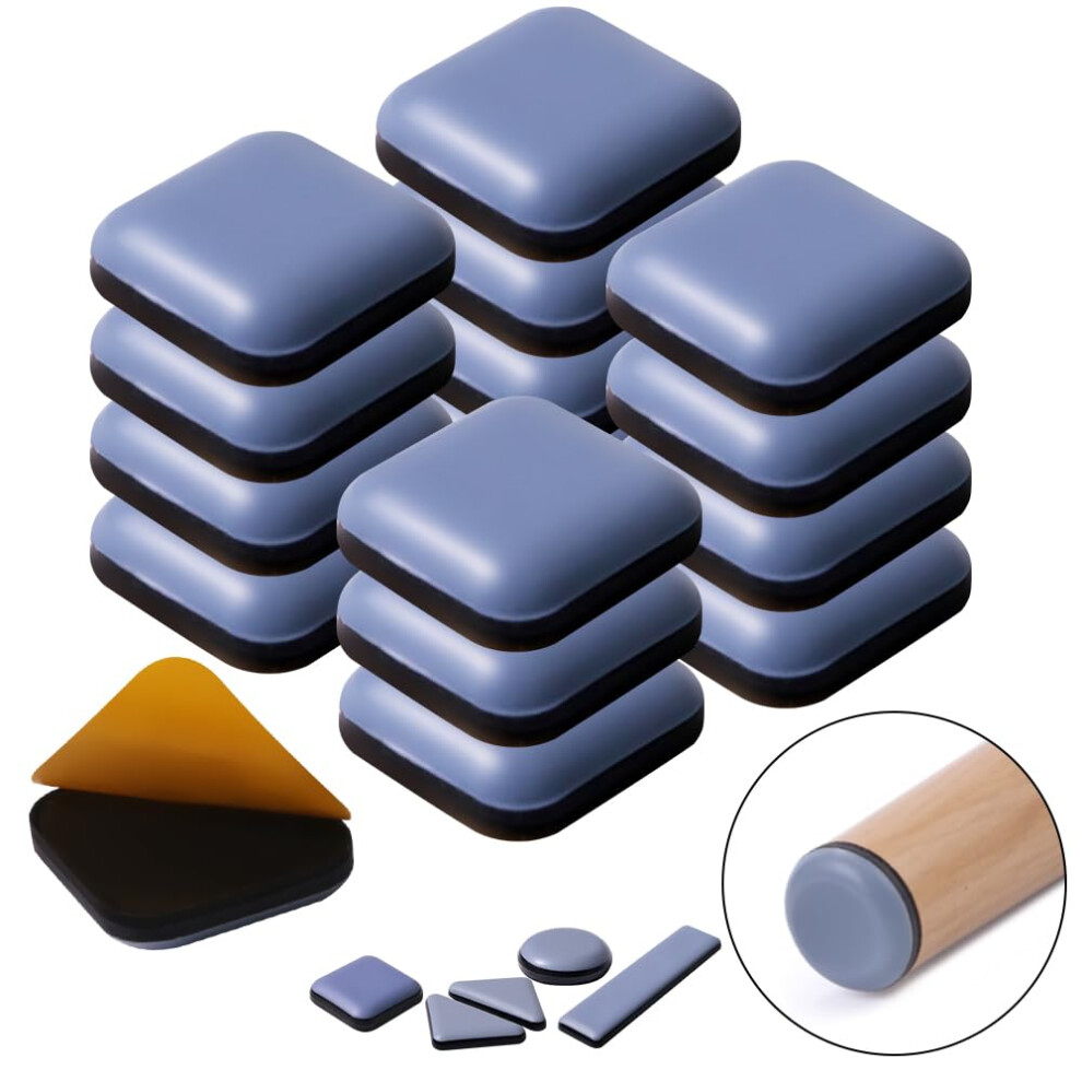 Furniture Sliders For Carpet And Hardwood Floors Adhesive Furniture Glides Self-Stick Furniture Sliders Pads (Square22mm, 16) 5001345077776