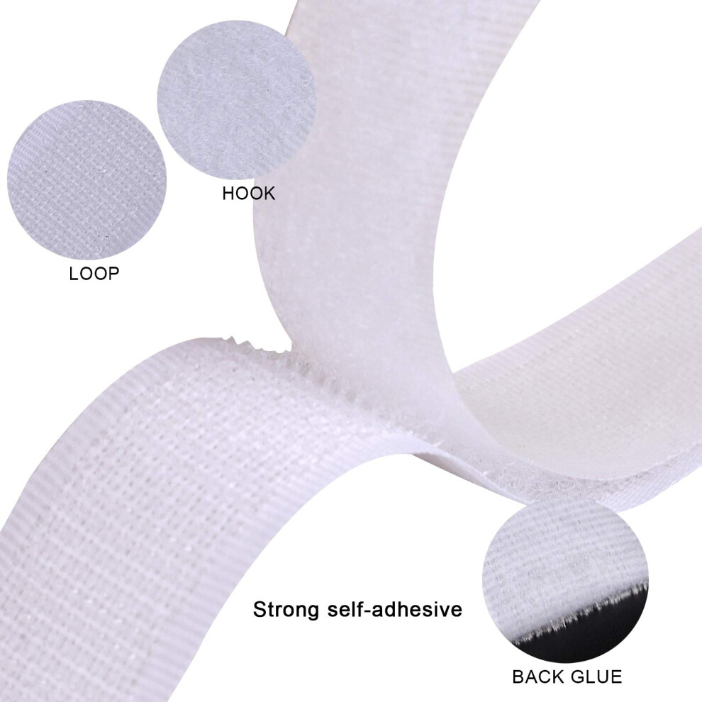 Hook And Loop Strip Tape, 8M Self-Adhesive Sticky Back Fastening Tape, 20Mm Wide (White) 5008216853286