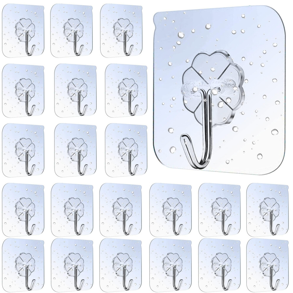 Lamondre 30 Pcs Sticky Hooks For Hanging, Transparent Self Adhesive Hooks For Wall, Bathroom, Kitchen 5003897033347