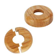 2 Wooden Radiator Pipe Collars - Radiator Cover Varnished Oak for 15mm, Easy Split Collar Rings, Wood Cover to Hide Radiator Base (2 Wooden Collars)