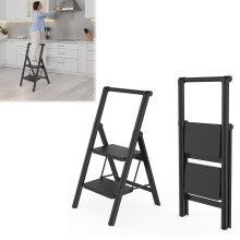 SAILUN Folding Step Ladder, 2-Step, With Handrail, Steel Construction, Non-Slip Rubber Mats, Widened Steps, 250KG Load Capacity, Suitable for Home, O