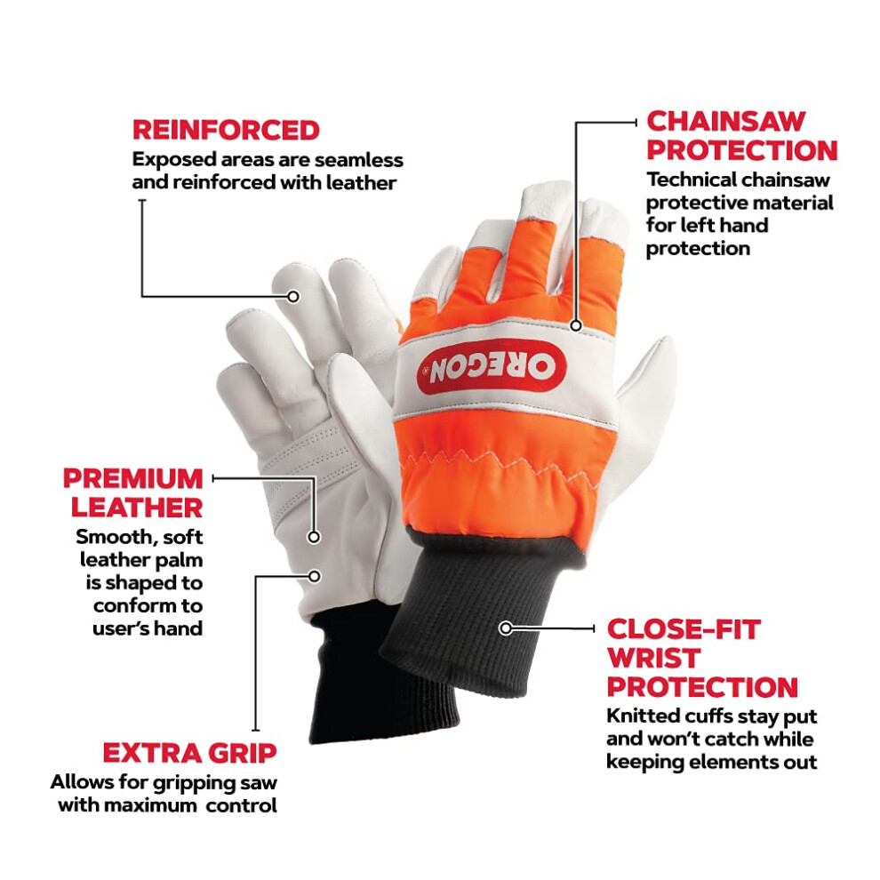 Oregon Chainsaw Left-Hand Protection Leather Gloves Â Large (Size 10) (91305L) 5002768220510