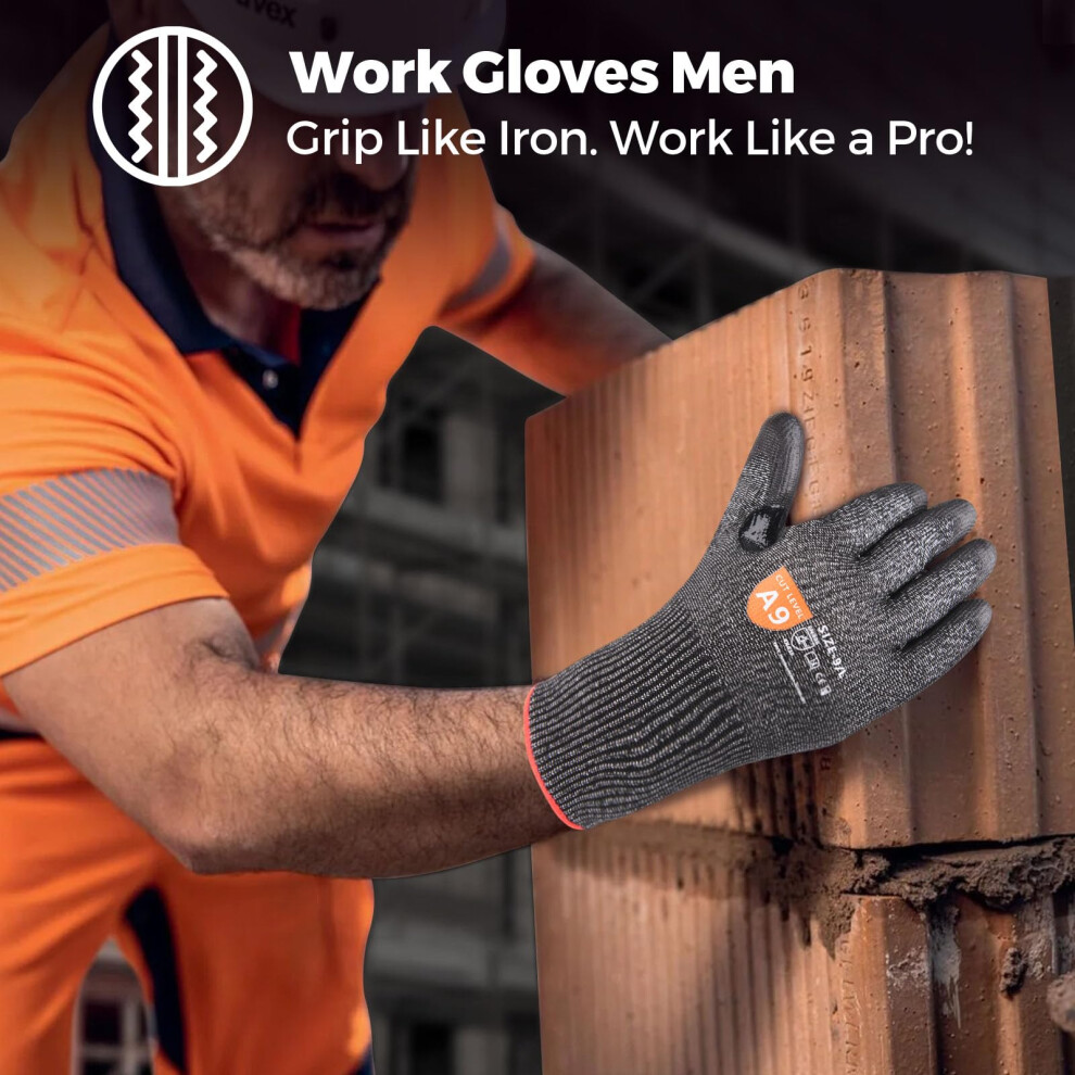 Donfri Level 9 Cut Resistant Safety Work Gloves, High Protection Cutting Proof Chainsaw Gloves With Reinforced Thumb, Non Slip, Durable, Touch-Screen 5000756357859