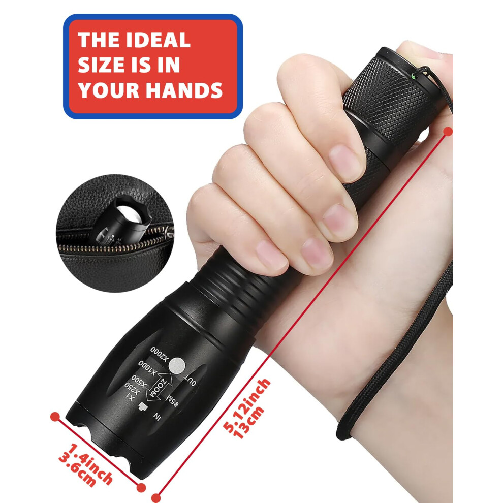 Similky 3Pack Torches Led Super Bright, Hand Led Torch 1200 Lumen, Powerful Torches Battery Powered Water Resistant 5 Modes Tactical Torch For Campin 5000667456078