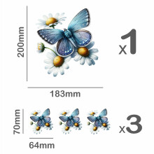 Butterfly Daisy Flower Vinyl Stickers, Cover up Marks, Multi-Purpose Ideal for Phone, Cups, Tile, Toilet, Car, Laptop, Glass & Wall. Non Transparent
