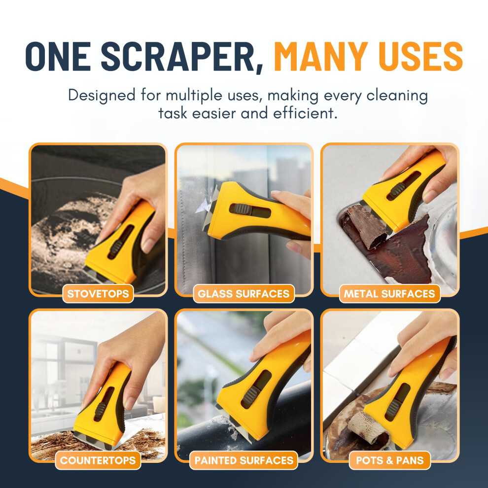 Linda's Essentials Glass Scraper Tool With 15 Extra Blades - Oven Tool Non Scratch, Razor Blade For Windows, Paint, Ceramic Hob Scraper For Cleaning, 5001491407526