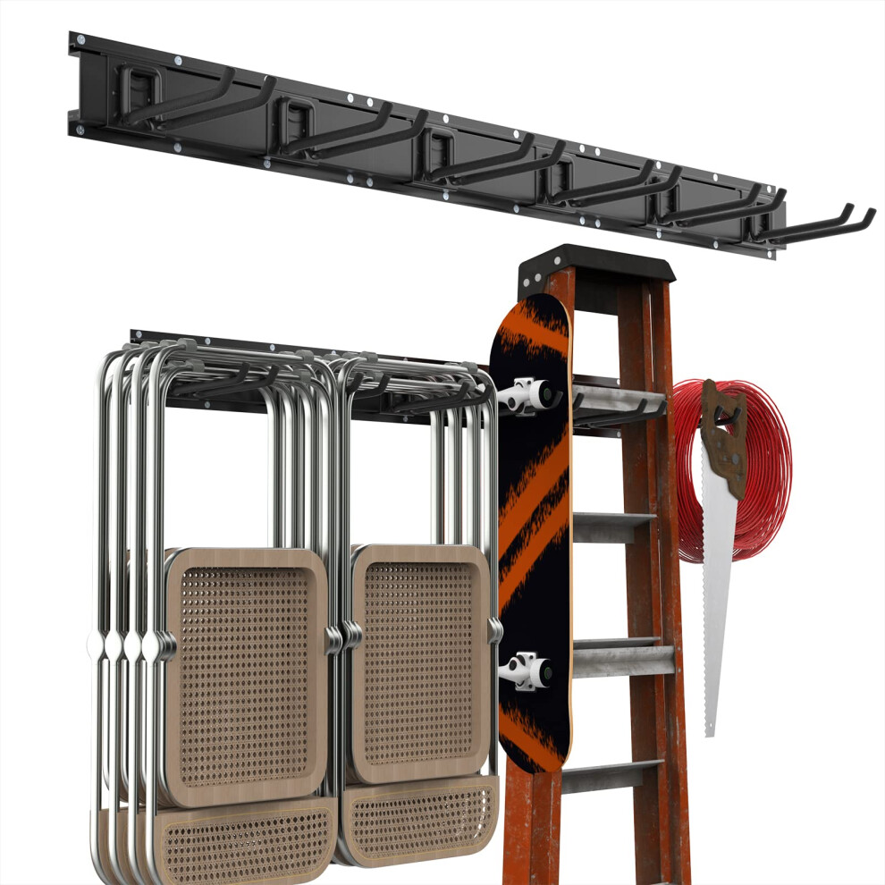 Housolution Adjustable Garage Storage System - 48 Inch, 3 Rail 6 Hooks Tool Storage Rack For Garage, Garden, Workshop & Basement 5002930798151