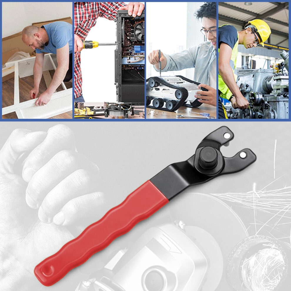 Kuou Angle Grinder Adjustable Spanner, Universal 10-52Mm Pin Key Wrench Lock-Nut Grinder Wrench With Non-Slip Plastic Coated Grip (Red Black) 5003524573789