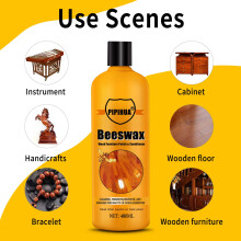 PIPIHUA Beeswax Polish for Wood & Furniture - Natural Wood Wax for All Types, Furniture Polish to Enhance & Protect Any Wooden Surface, 480ml