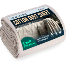 CS Large Cotton Dust Sheets for Decorating 3.6 x 1.3m (12 x 4ft) Reusable Decorator Dust Sheet for Painting, Furniture & Floor Protection, Heavy Duty