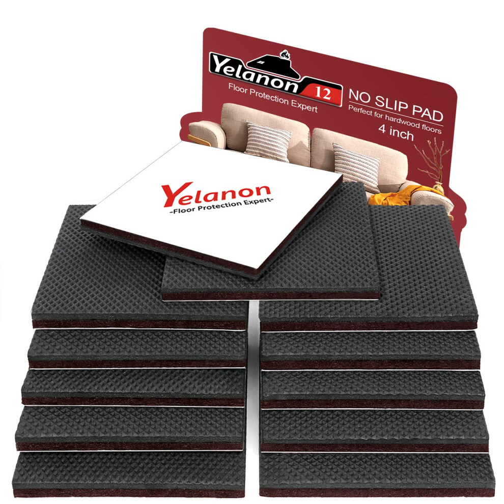 Yelanon Non Slip Furniture Pads 12Pcs 101Mm Furniture Grippers, Non Skid For Furniture Legs,Self Adhesive Rubber Furniture Feet,Anti Slide Furniture 5008364833420